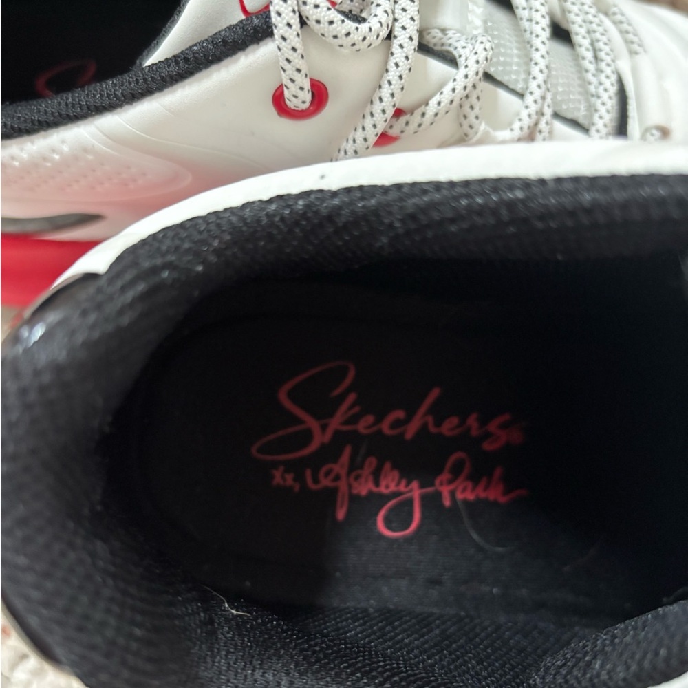 Ashley Park Street Glam Skechers White and Red / Black accents Athletic Shoes - Picture 2 of 7
